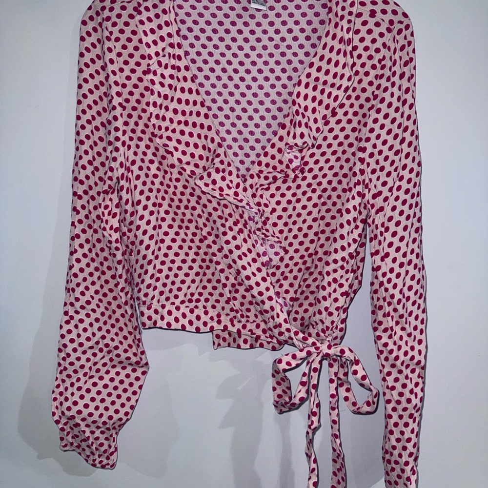 Forever 21 Polka Dot Wrap Blouse